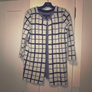 Buffalo Plaid Mohair Wool collarless coat size S